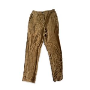 Straight-legged Corduroy Pants with Stretchy Waist